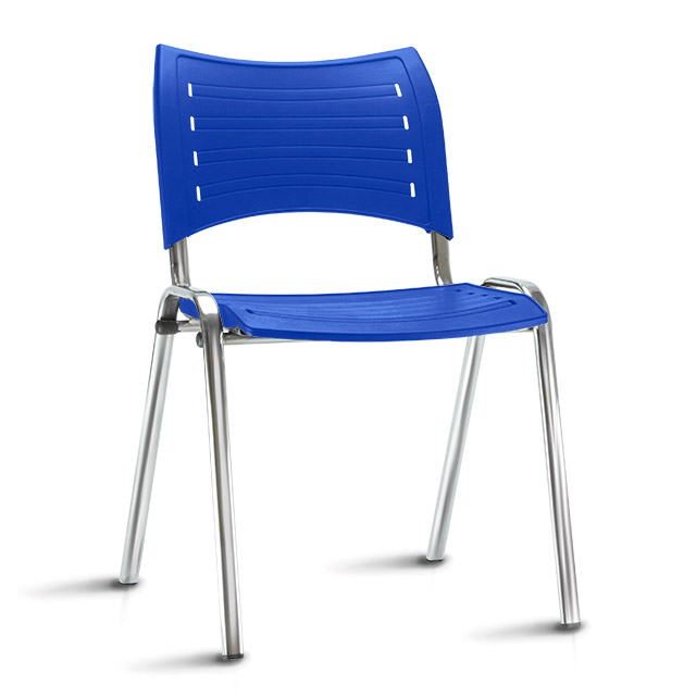 Cadeira ISO Fixa Empilhável | Estrutura Cromada - Assento E Encosto Colorido *Sem Braço
