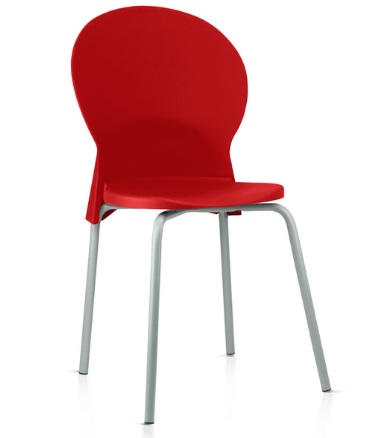 Cadeira LUNA Fixa Empilhável | Estrutura Preta Ou Cinza - Assento E Encosto Colorido *Sem Braço