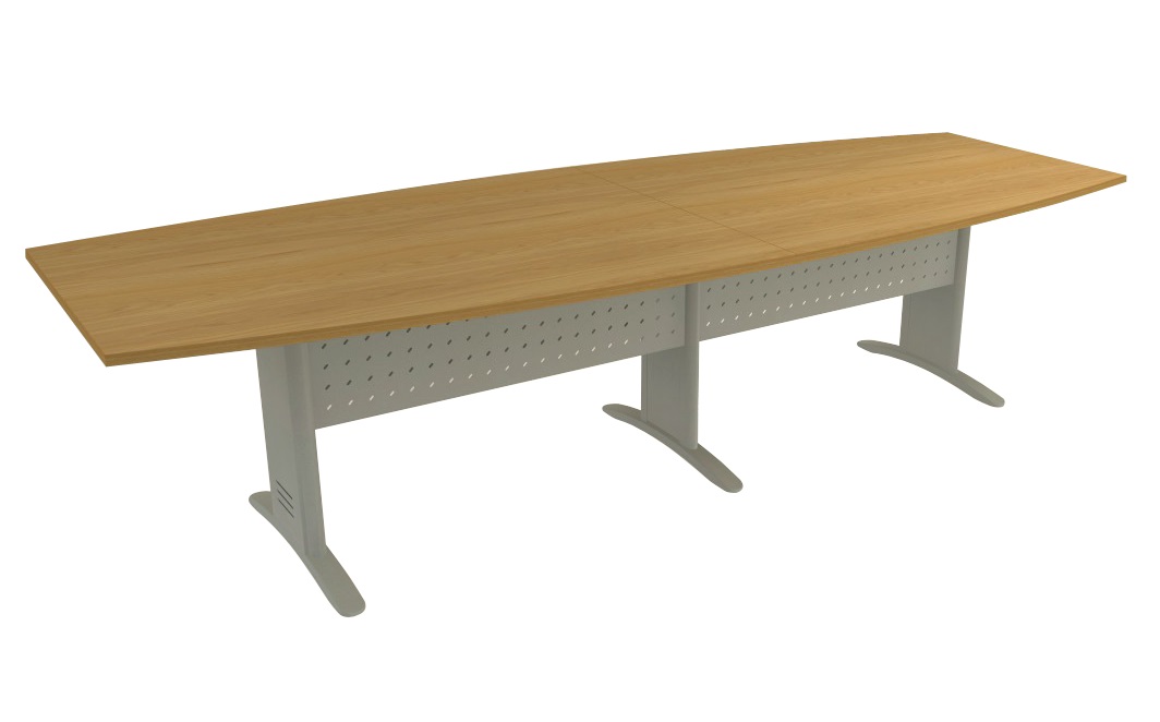 Mesa De Reunião Para Escritório - Semi-Oval Bipartida | Painel Em Aço 3500 X 1200 - Impéria Premium 18 Mm