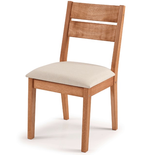 Cadeira Fortaleza Assento Estofado Área Externa - Madeira Eucalipto, Stain Jatobá - Espaço Casa E Jardim