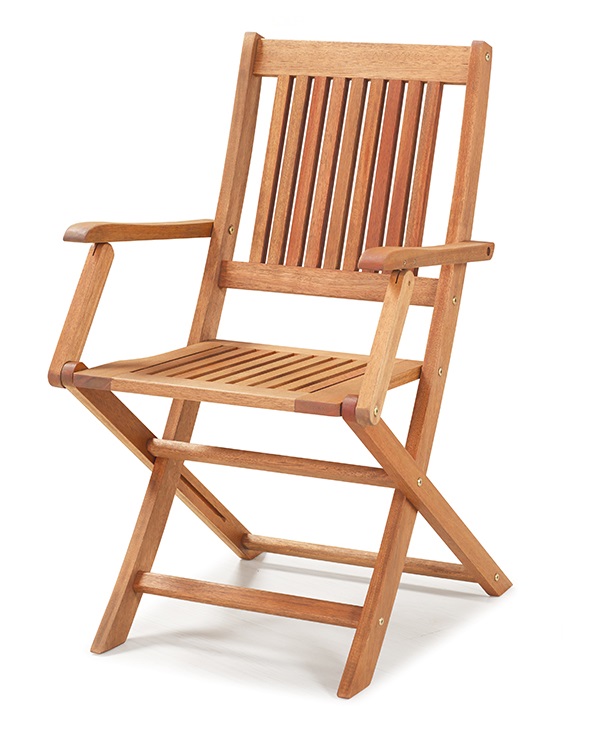 Cadeira Dobrável Primavera Com Braços - Madeira Eucalipto, Acabamento Stain Jatobá - Espaço Casa E Jardim