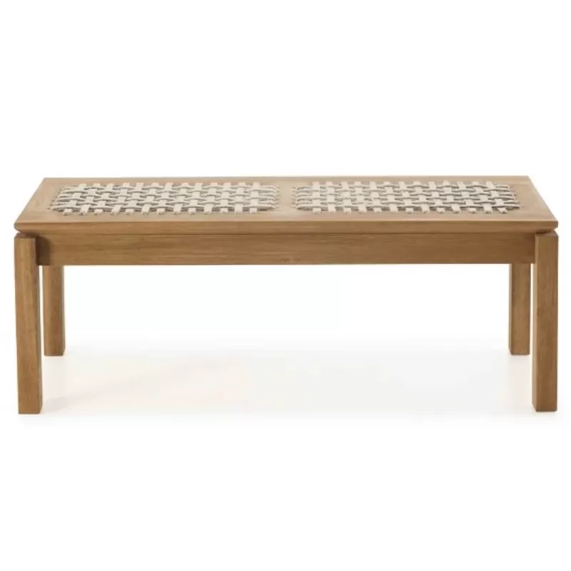 Banco Em Madeira Corda Areia E Cores | Linha Traço - Alt. 0,43 Cm X Larg. 1,40 Cm X Prof. 0,37 Cm - Espaço Casa E Jardim