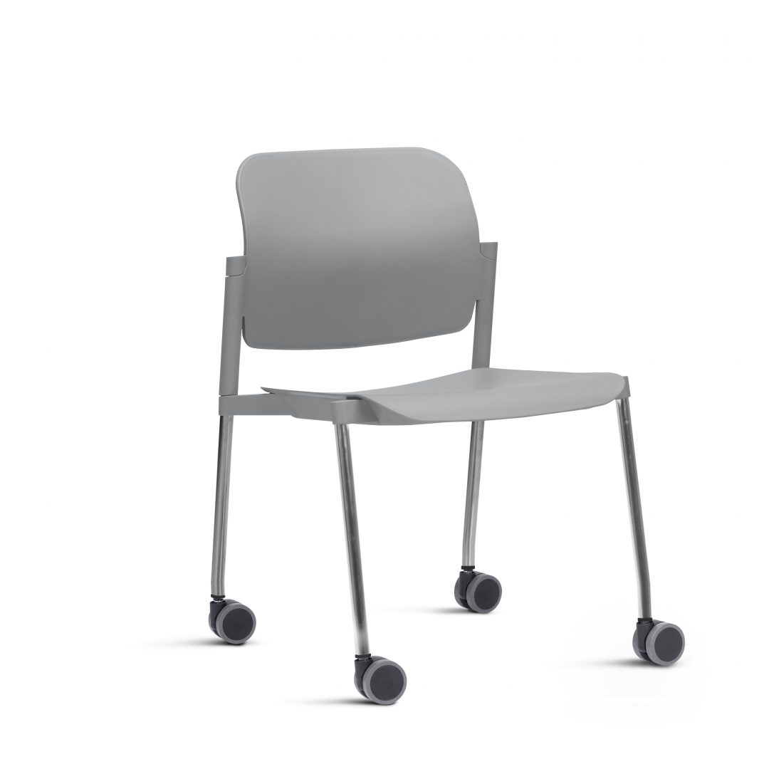 Cadeira LEAF Fixa Com Rodinhas Empilhável | Estrutura Preta Ou Cinza - Assento E Encosto Colorido *Sem Braço