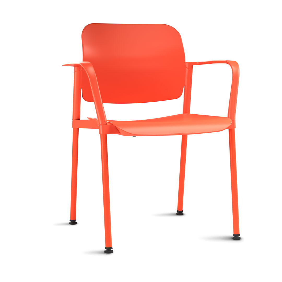 Cadeira LEAF Fixa Empilhável | Estrutura Preta Ou Cinza - Assento E Encosto Colorido *Com Braço