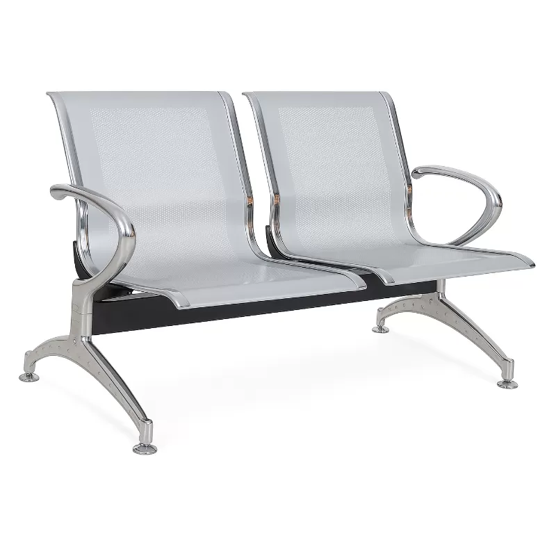 Cadeira Longarina Aeroporto Charm 2 Lugares - Metálica Cromada | Sem Estofado
